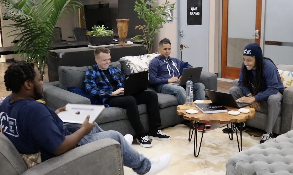 Creating Coding Careers team members collaborating during a group working session